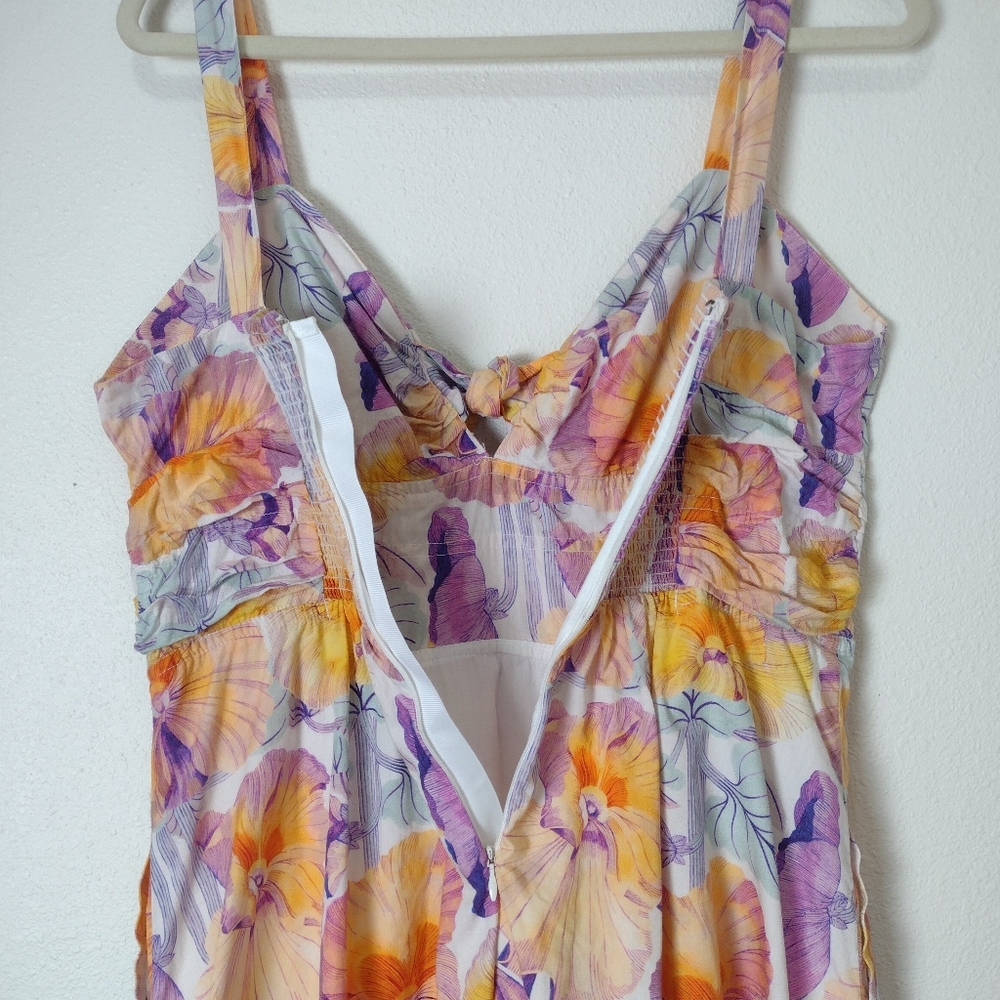 Anthropologie Cecilia Pettersson Floral Tie Front Cotton Sleeveless Midi Dress - Picture 12 of 16
